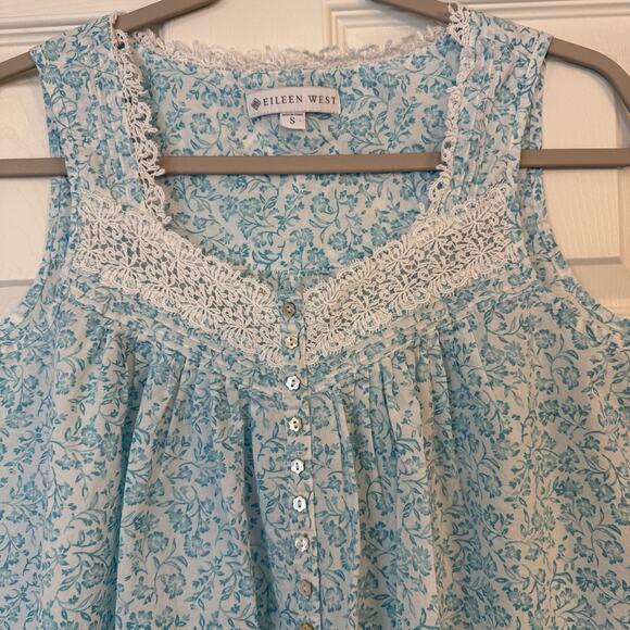 Eileen West Nightgown Small Cotton Poplin Floral Pristine Cottagecore Feminine - Picture 3 of 9
